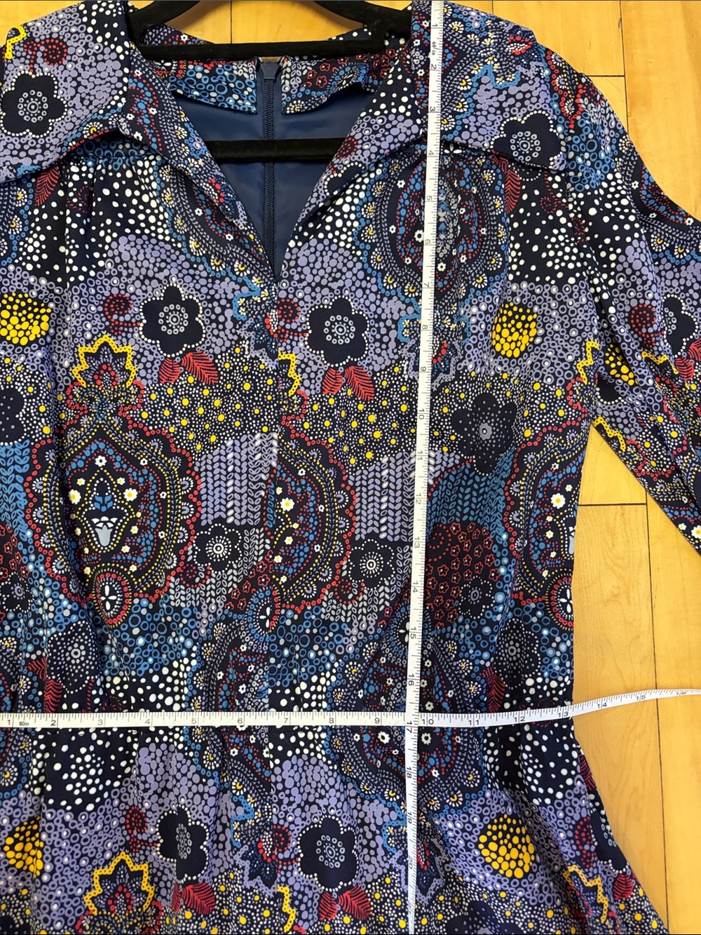 1960’s/70’s Handmade Psychedelic Floral Paisley Maxi Dress • Elastic Waist & Tie - Picture 10 of 10